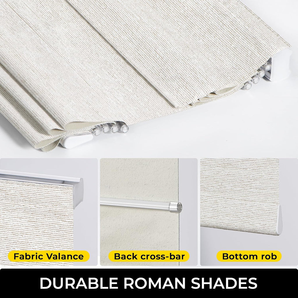 100% Blackout Cordless Roman Shades for Indoor Windows & French Doors - Blackout - Beige