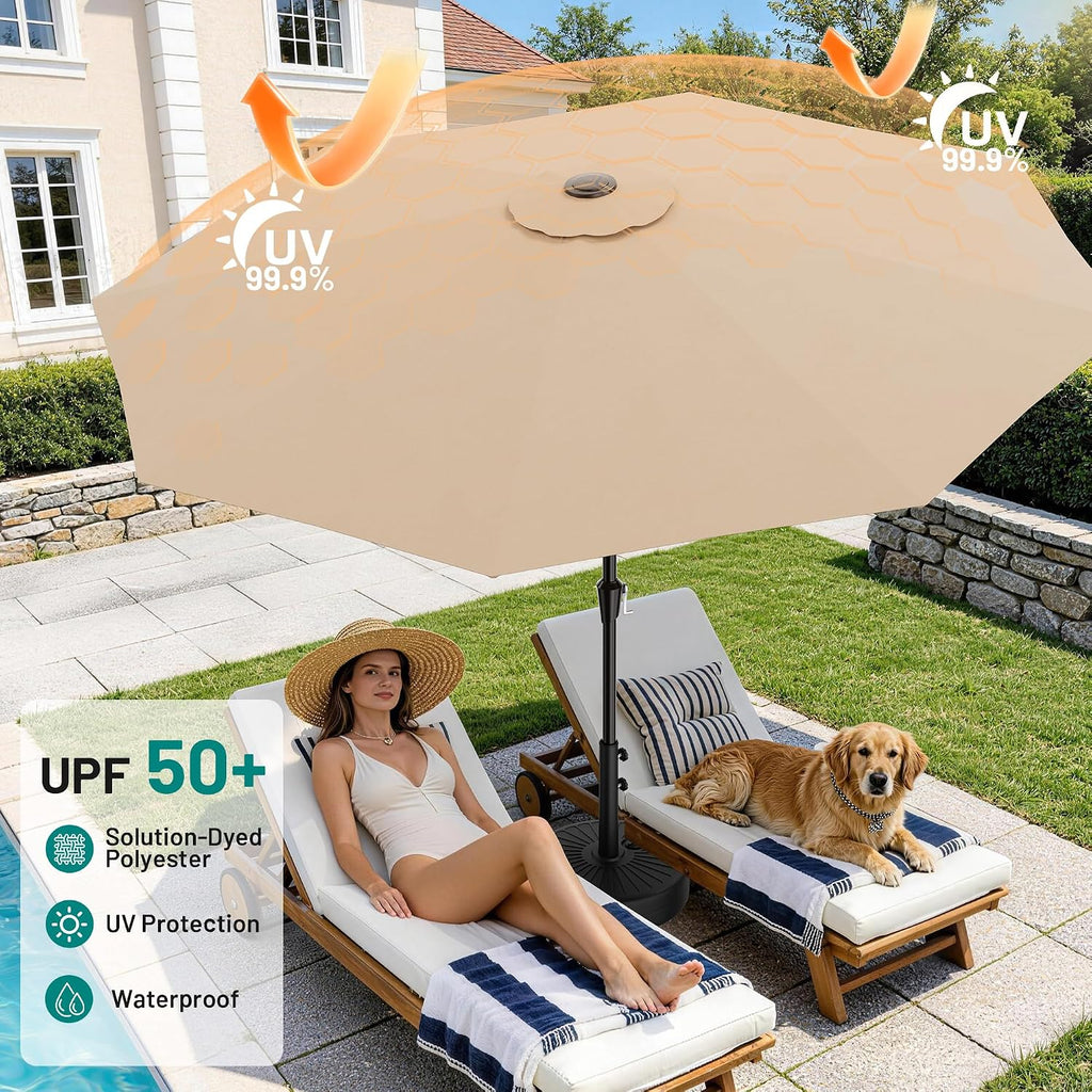 9 FT Patio Umbrella Table Umbrella with Push Button Tilt and Crank