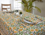 Block Print Table Cloth- 54x108 Inch Rectangle 100% Cotton Handmade Pre-Shrink, Washable for Spring,