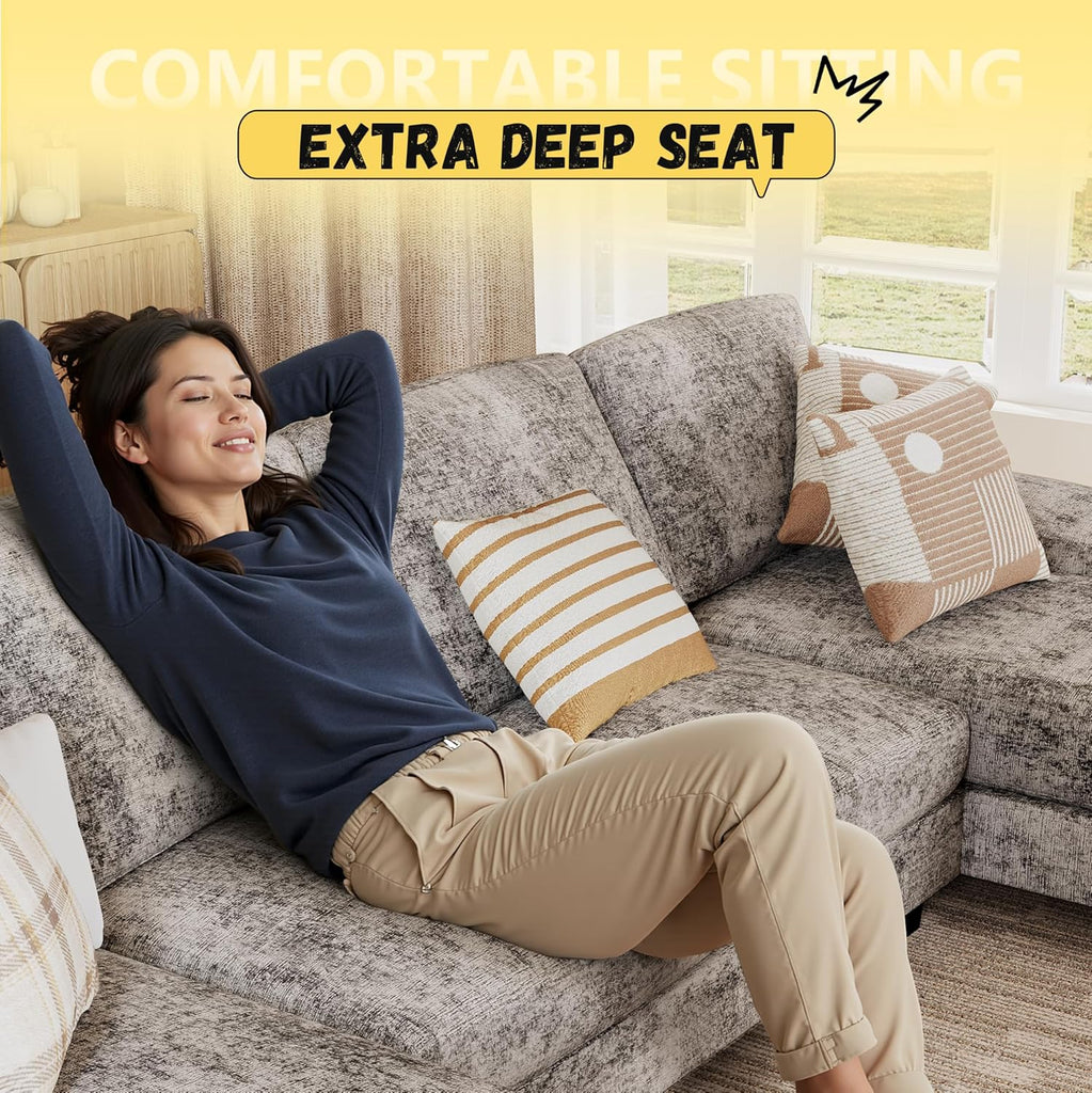 Sectional Couches for Living Room, U Shaped Couch with Chenille Fabric