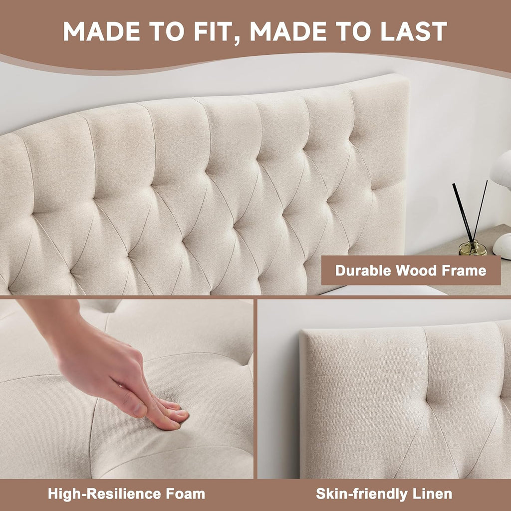 Upholstered Queen Headboard Only, Adjustable Headboard Queen with Legs,Linen Fabric Bed Headboards,Durable Headboard