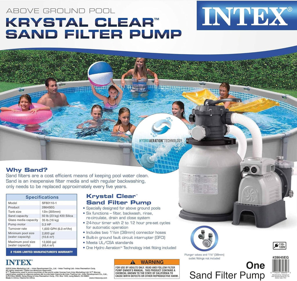 Krystal Clear Sand Filter Pump for Above Ground Pools, 12-inch, 110-120V with GFCI