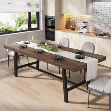 63-83" Extendable Dining Table, Industrial Rectangular Dining Room Table for 6-8 People, Expandable Kitchen Table