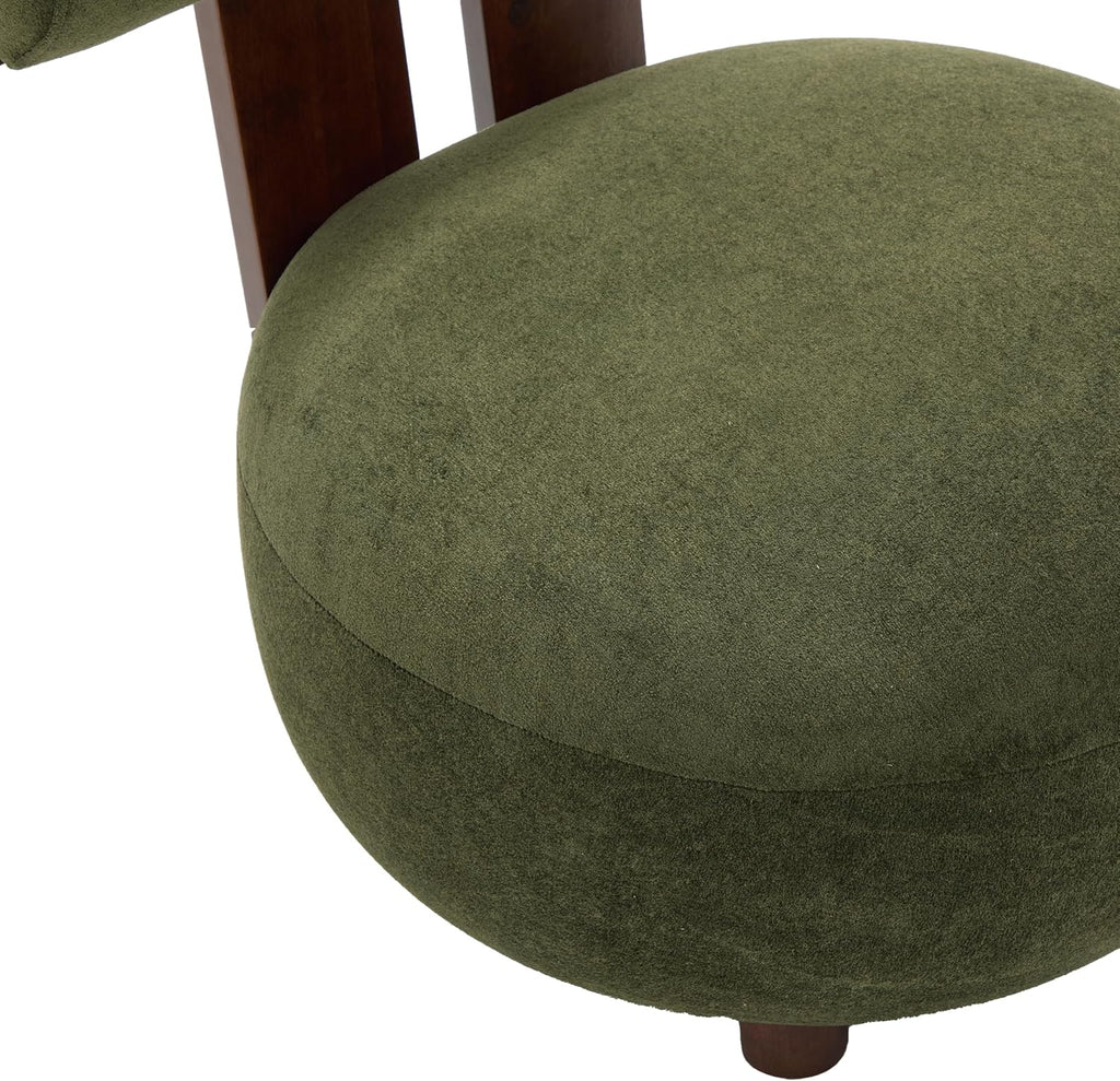 Modern Sculptural Accent Chair, Velvet Upholstered Lounge Chair with Cylindrical Backrest, Solid Wood Frame Club