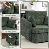 Modern Swivel Lounge Chair and Ottoman — Green Chenille