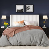 Queen Velvet Bed Frame/Vertical Channel Tufted Wingback Headboard/Upholstered Platform Bed/Strong Wooden Slats/No Box