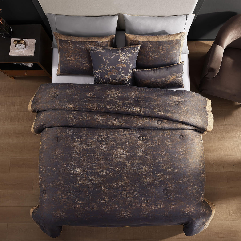 Texture Jacquard 5 Piece Comforter Set, Grey