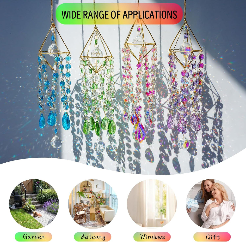 21.5'' Crystal Prisms Suncatcher for Window Hanging,Purple - Rainbow Maker,Sun Catcher Indoor Window