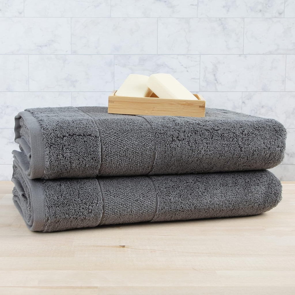 Aston & Arden Turkish Luxury Bath Towels (600 GSM, 30x60 in., 2-Pack), Thick Absorbent Color Block Soft Towels , Dark