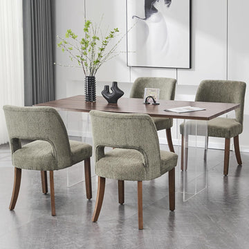 Wooden Dining Chairs Set of 4, Modern Fabric Upholstered Dining Room Chair Kitchen Chairs, Farmhouse Dinner Chair for