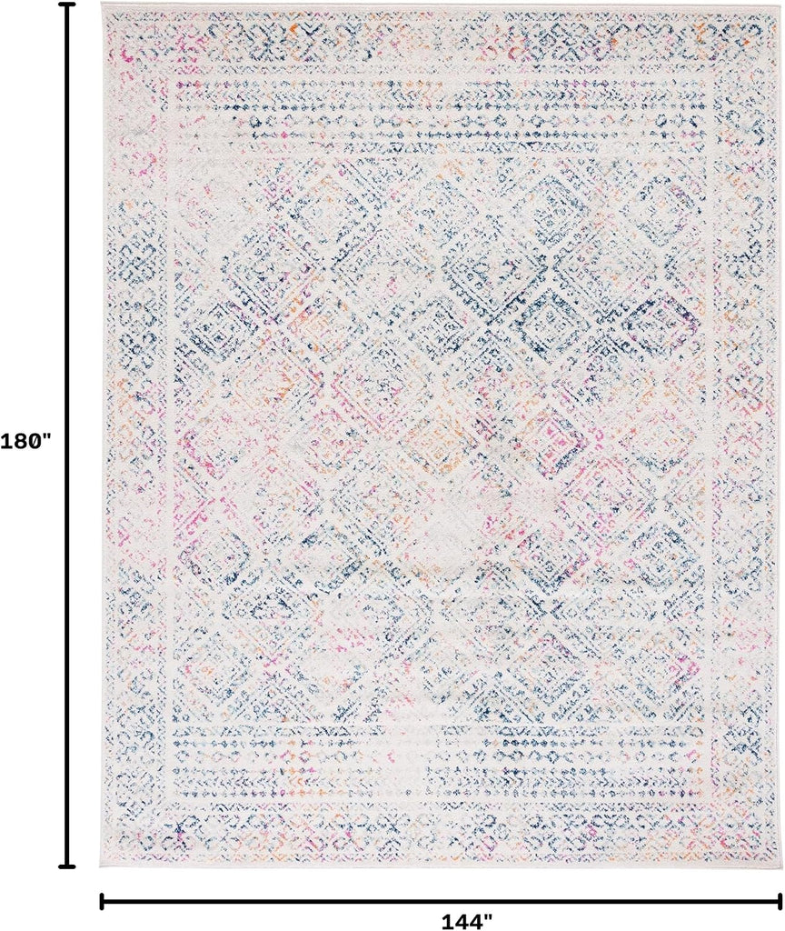 Tulum Area Rug 12x15, Textured X-Large Ivory & Dark Blue TUL264D