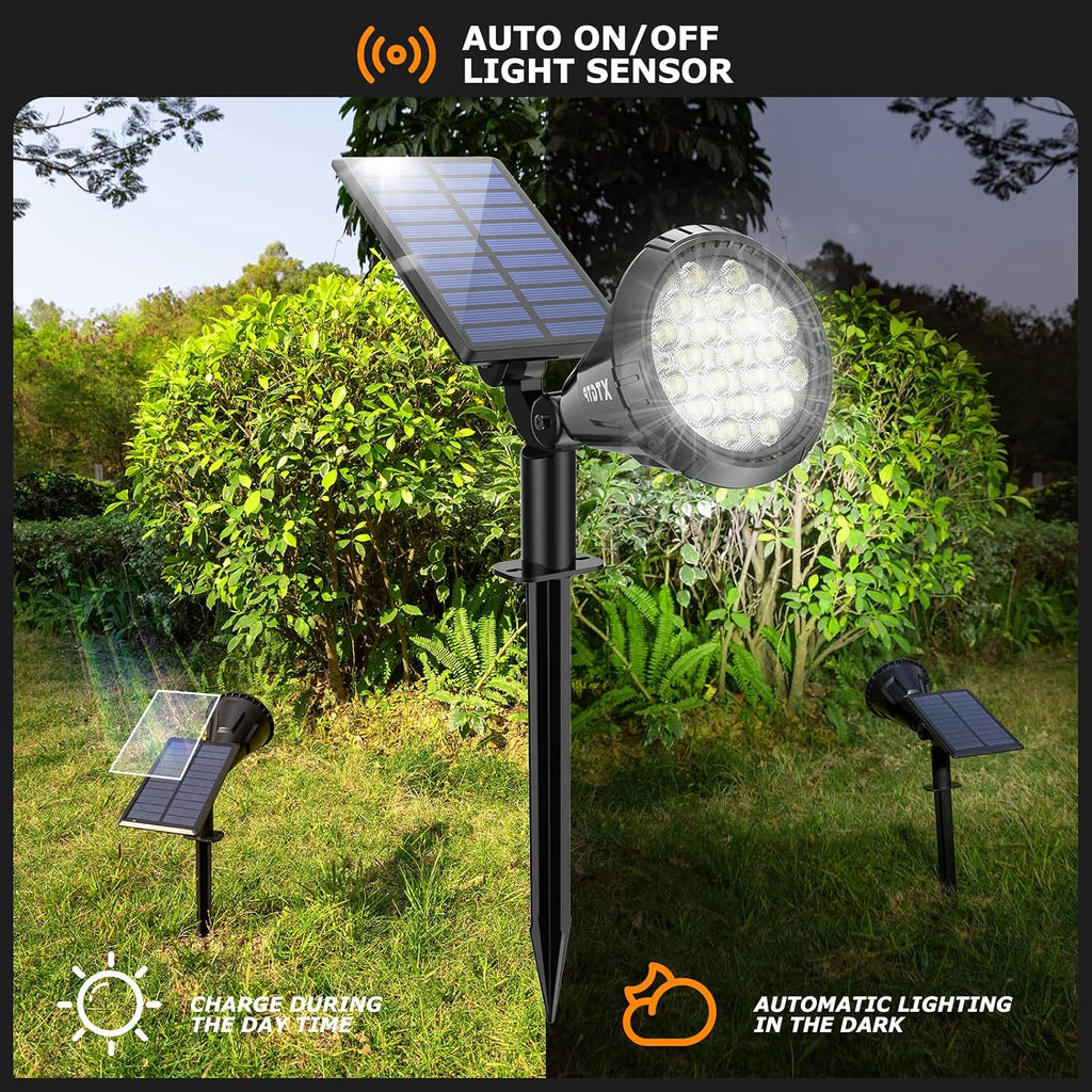 Solar Spot Lights Outdoor, 21 LEDs Solar Outdoor Lights Auto On/Off with 3 Modes, IP67 Waterproof Yard Spotlight