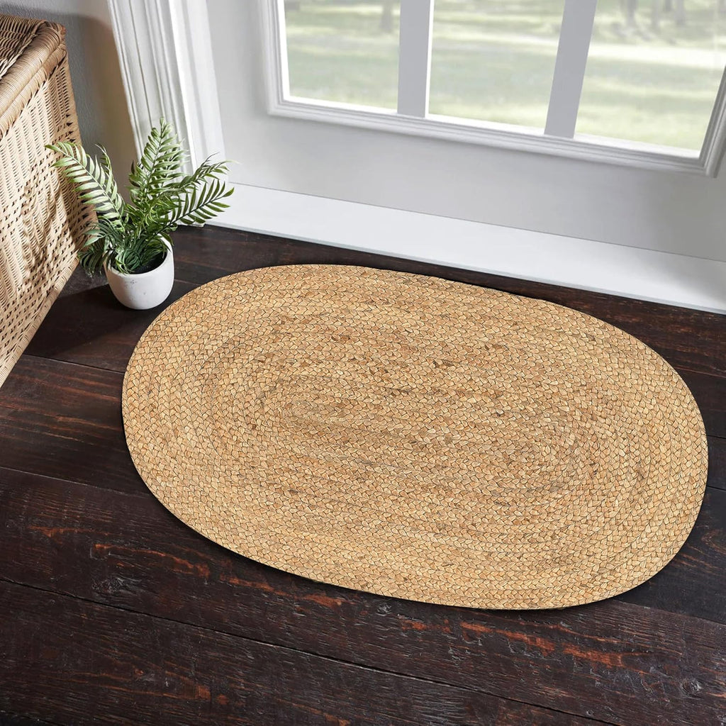 LR Home Natural Jute 2x3 Oval Area Rug for Home Decor | Braided Rugs for Living Room, Bedroom, Playr