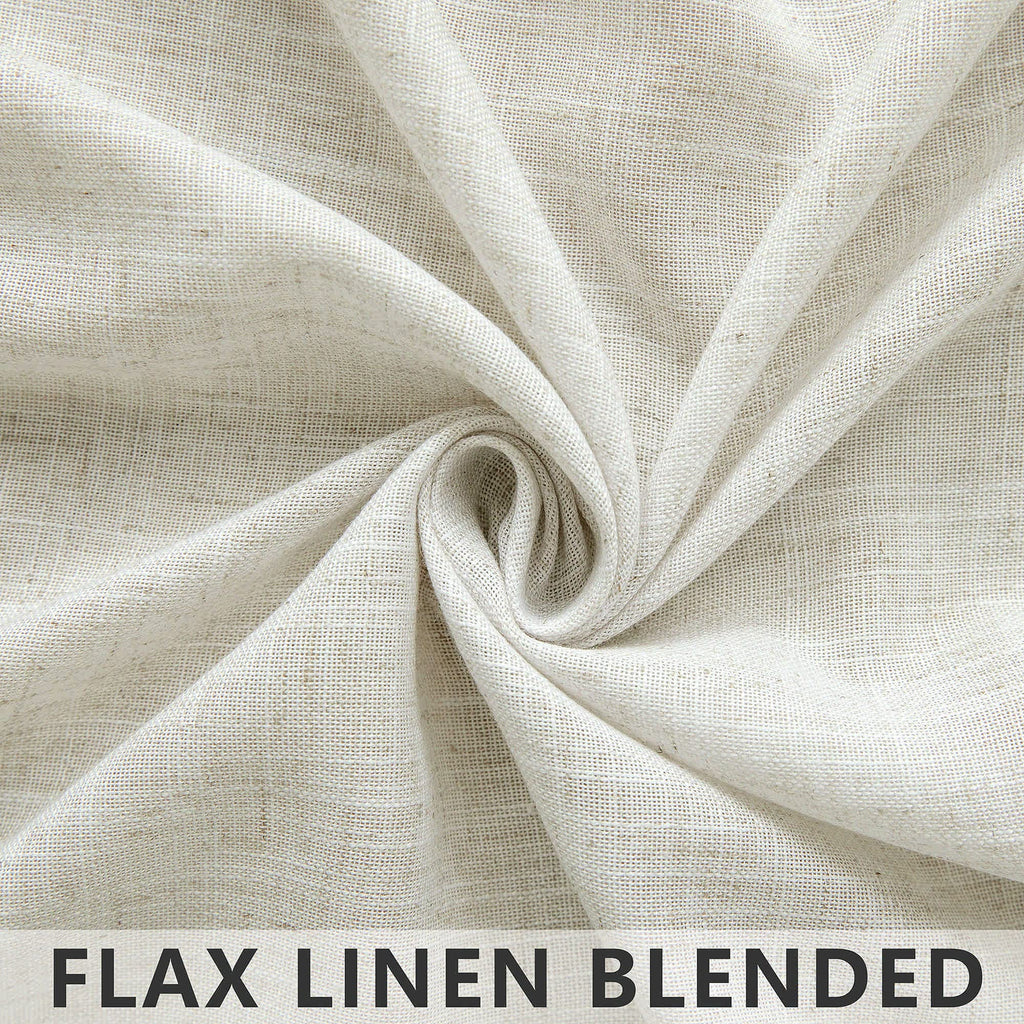 60 Inch Wide Natural Linen Curtains Light Reducing Sheer Large Window Curtain Panels Set of 2 Total Width 120 x 90