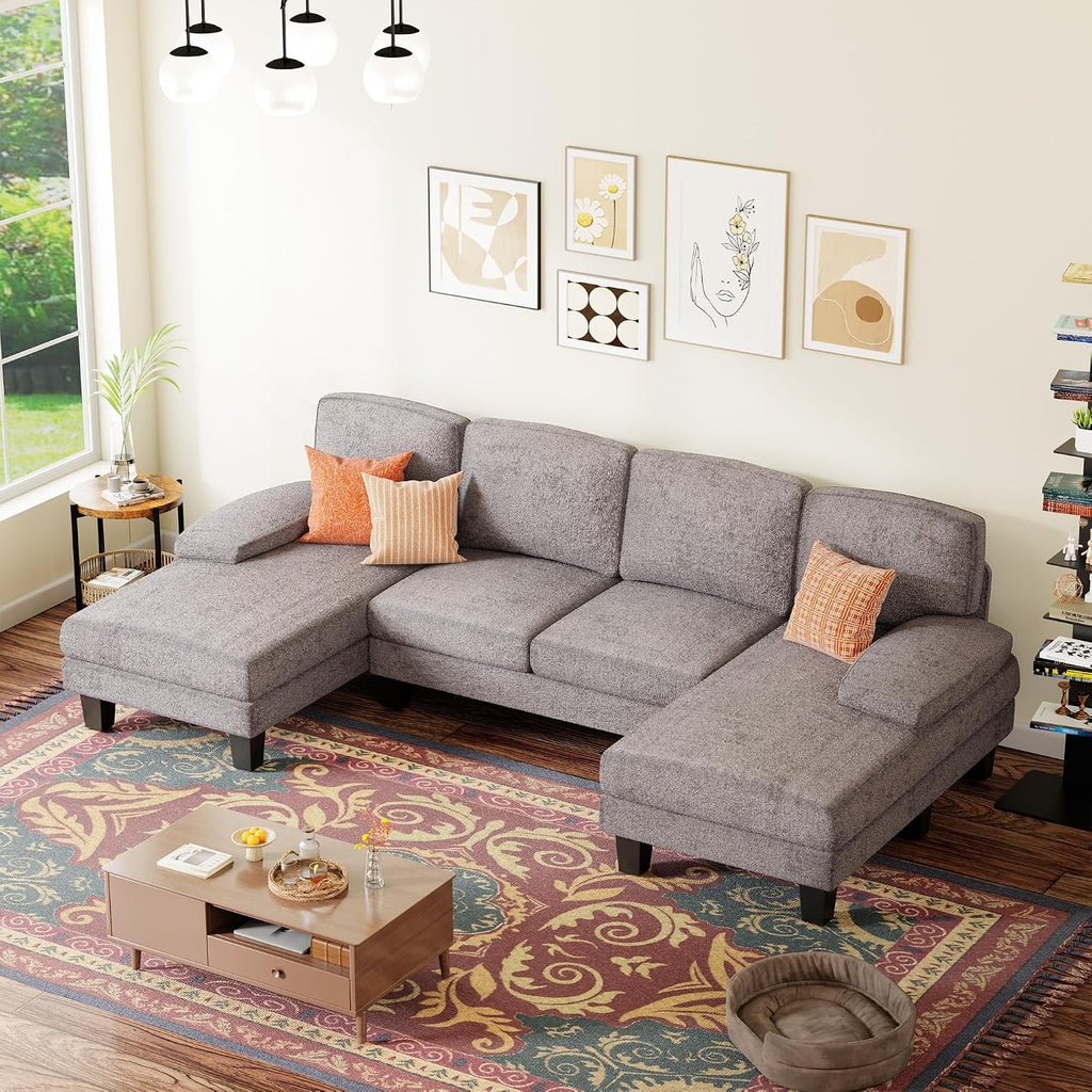 Sectional Couch , Modern Cloud Couch with Deep Seat and Chaise, U-Shaped Sofa Couches with Padded Armrest for Small