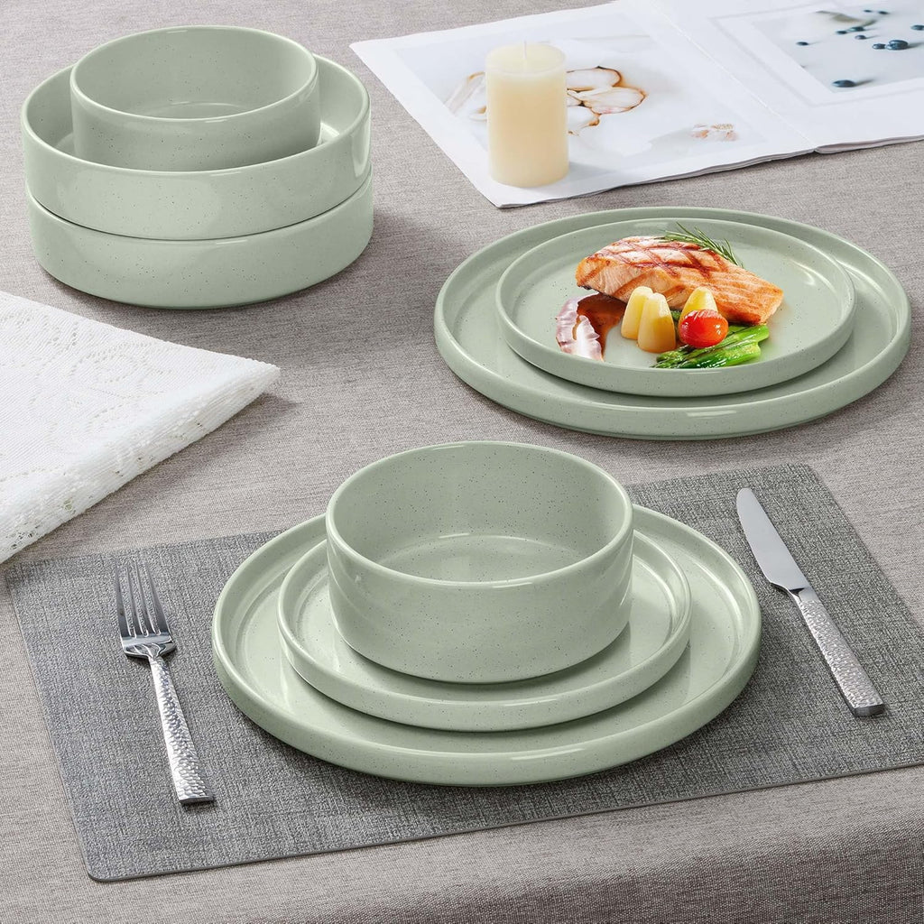 8 Piece Plates and Bowls Set, Kitchen Dinnerware Sets with Pasta Bowls, Dinner Ware Dishes Service for 2