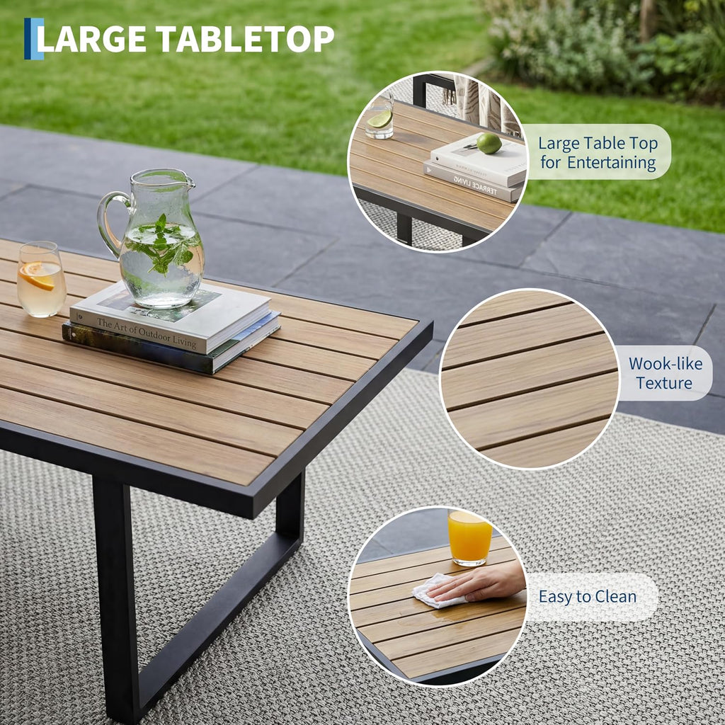 Outdoor Patio Furniture Set, 4-Piece Outdoor Conversation Sofa Set, Lawn Furniture with Coffee Table & Washable Thick