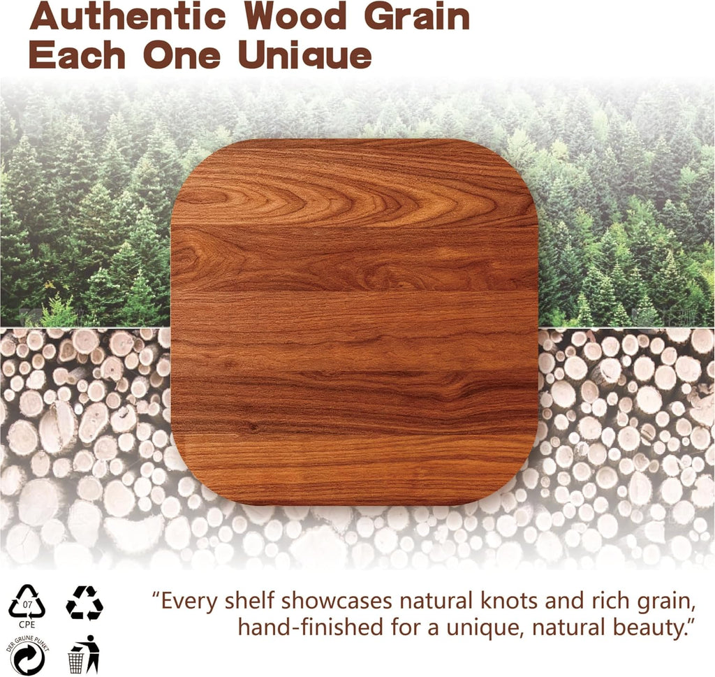 Solid Wood Floating Shelves,11.8in Finished Real Wood Wall Shelves with Heavy-Duty Hidden Bracket, Easy Installation