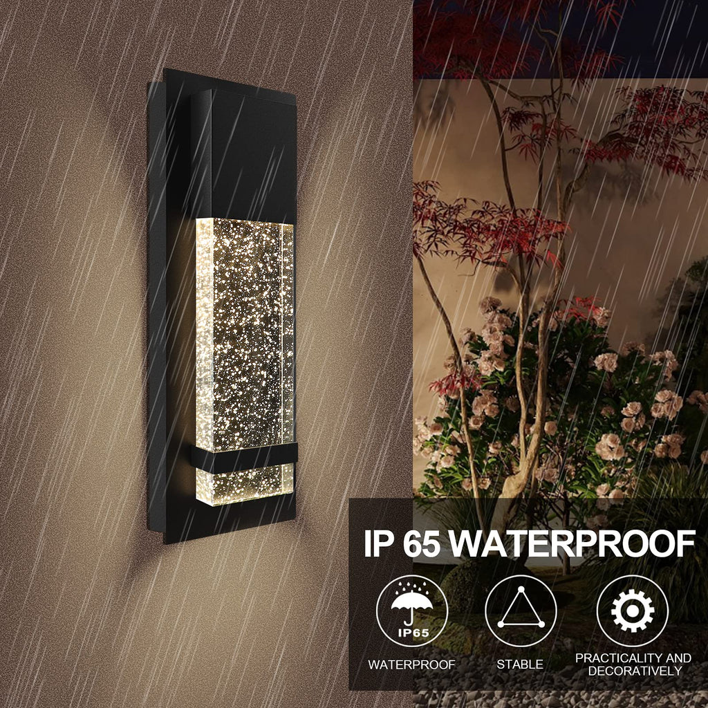 Modern Wall Sconce, LED Wall Light with Crystal Bubble Glass Modern Porch Light Outdoor Indoor Wall Fixture 12W Lumen