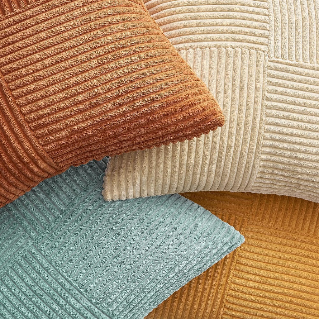 Decorative Teal Orange Throw Pillow Covers Set of 4,Boho Pillow Covers Soft and Cozy Velvet Double-Sided Designs,Mix