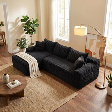 95" L-Shaped Cloud Sectional Couch, Left Facing Modular Compressed Boneless Sectional Sofa with Chaise Lounge, Plush
