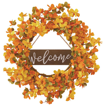 Fall Wreaths for Front Door 20 Inch Autumn Wreath Artificial Thanksgiving Wreath with Welcome Wooden Brand and