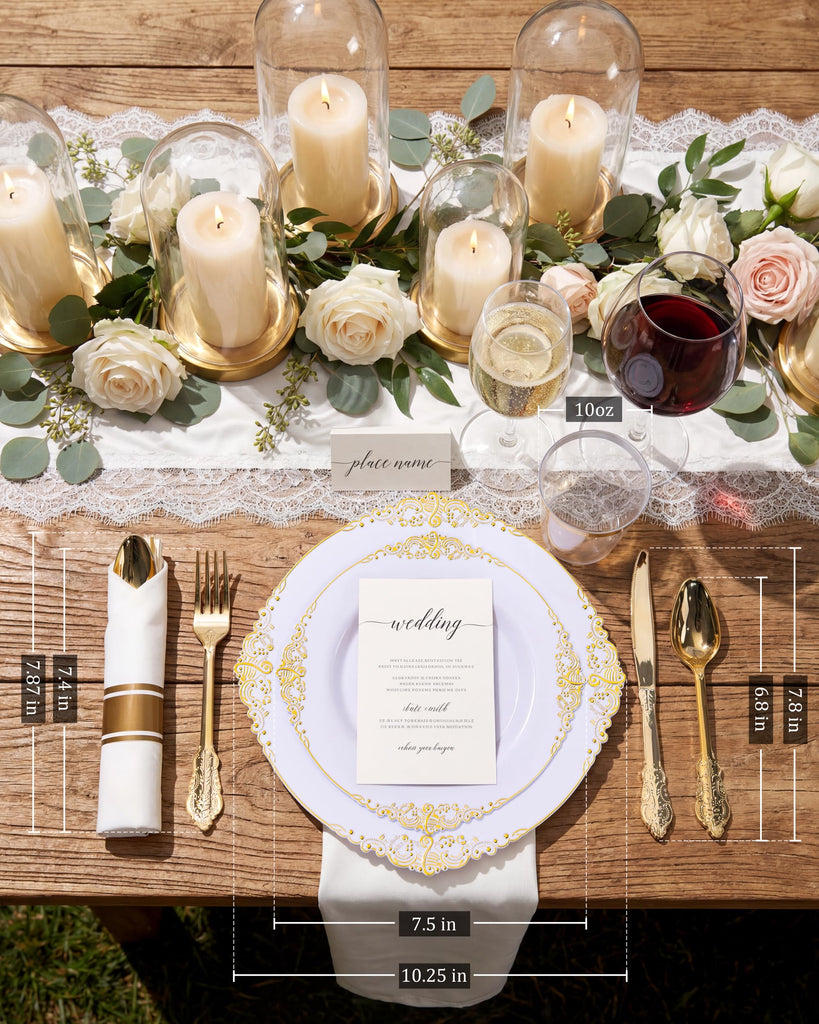700Pcs Gold Plastic Plates, Plastic Dinnerware Set for 100 Guests