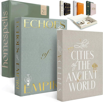 Decorative Books Decor - Beige & Sage Linen Faux Books for Decoration: Aesthetic Fake Book Shelf, Living Room