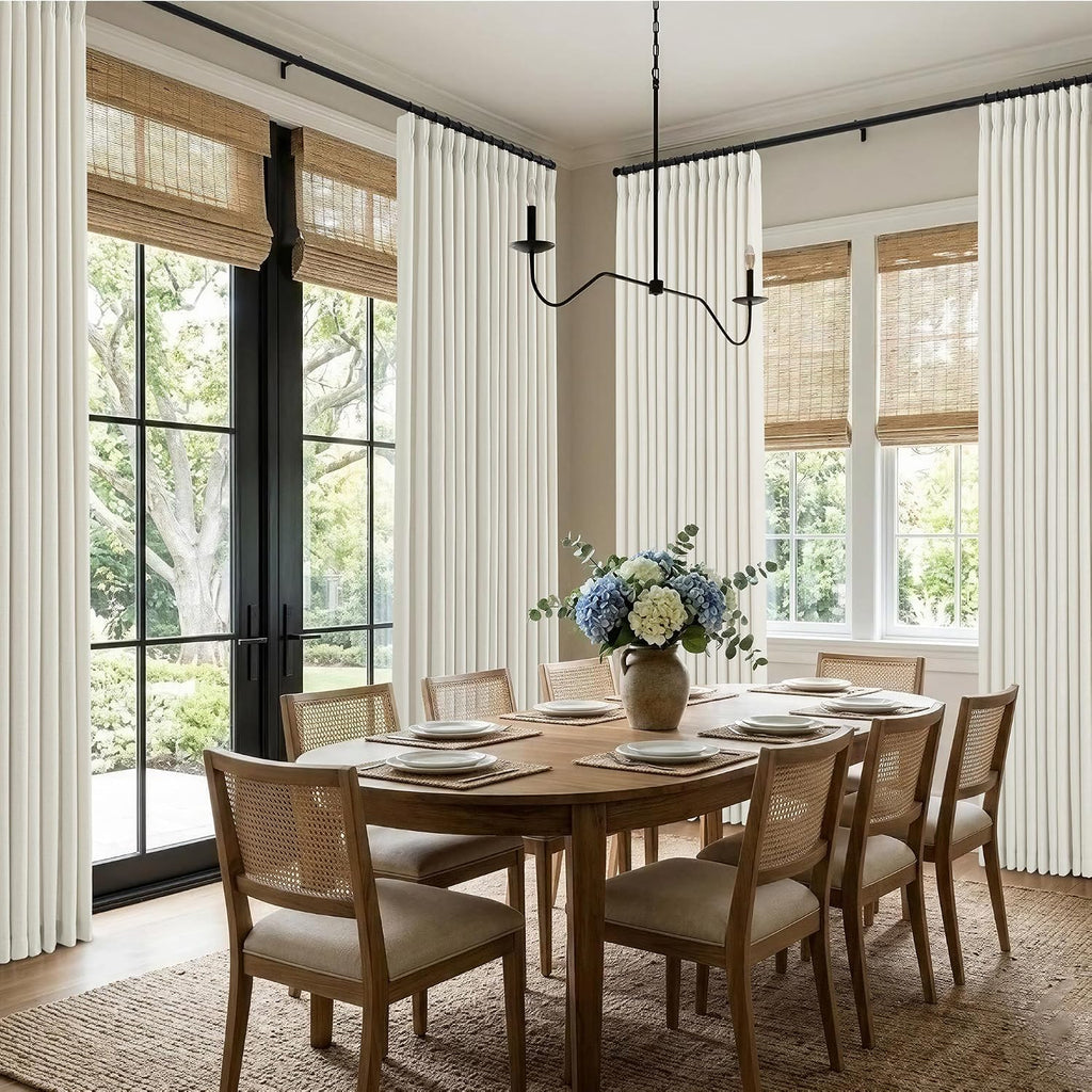 Pinch Pleated Linen Curtains, 2 Panels Premium 400GSM Memory Trained Semi Sheer Light Filtering Window Drapes