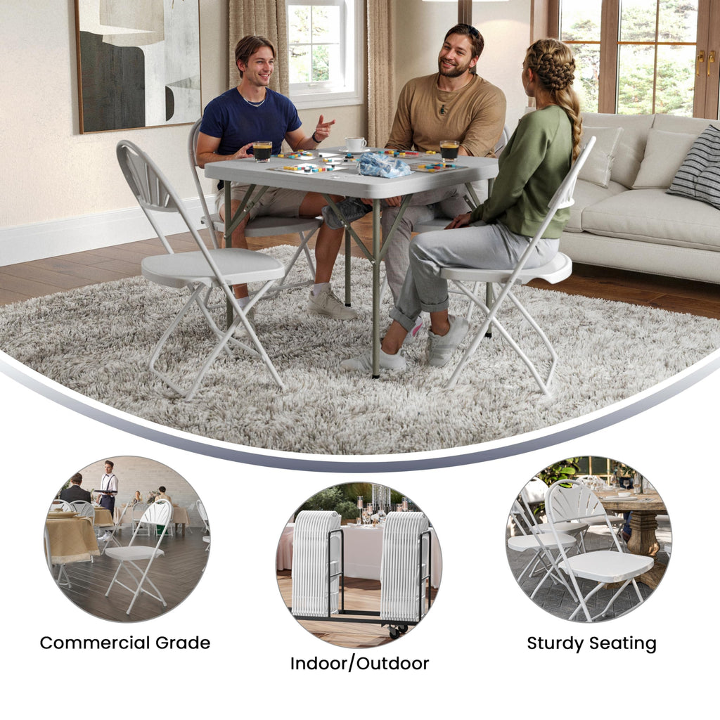 Plastic Folding Chair, White, 2-Pack