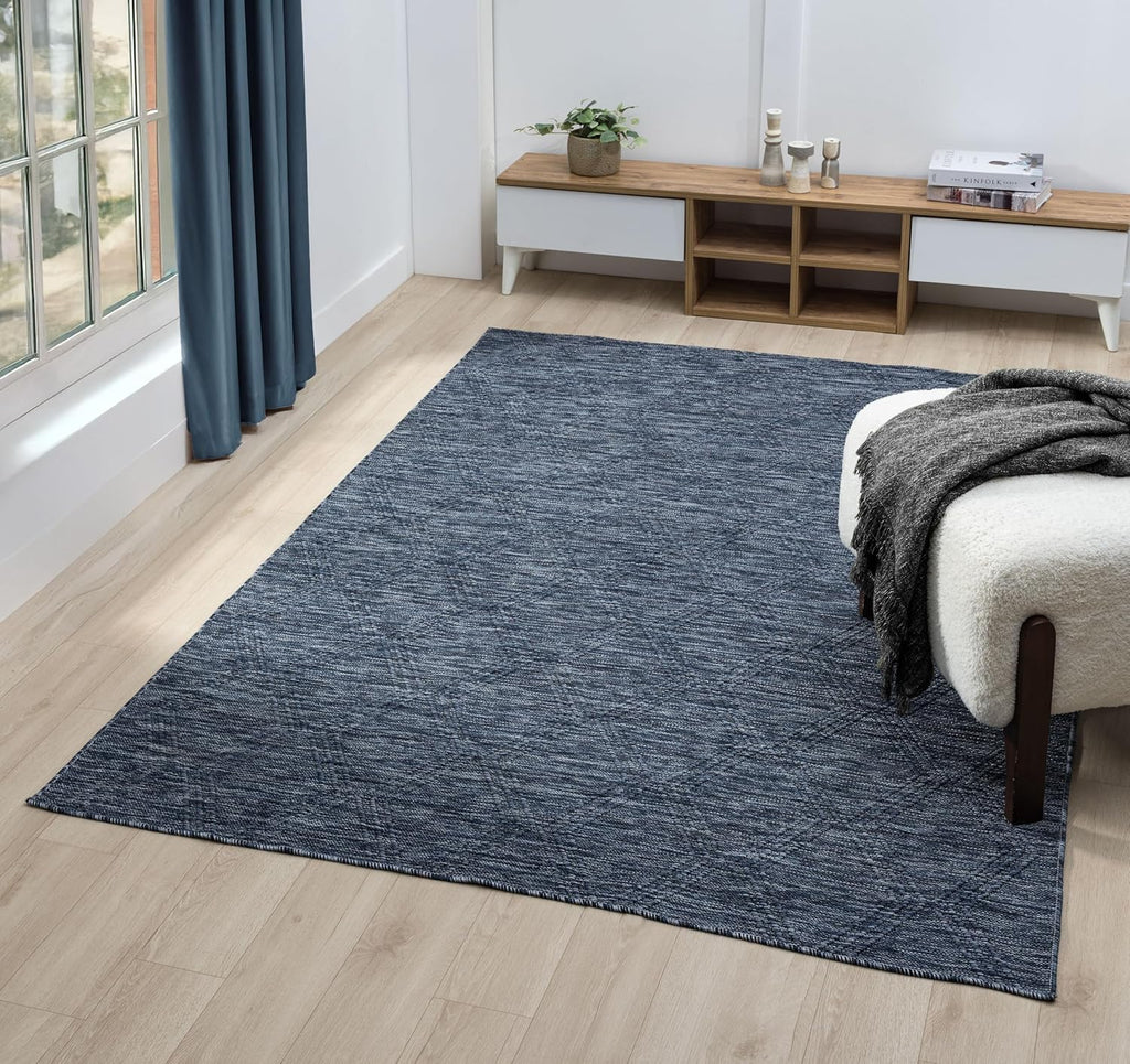 Darla Textured Foldable Indoor Outdoor Rug, 5x7, Weather Resistant, Easy Clean, UV Resistant, Lightw