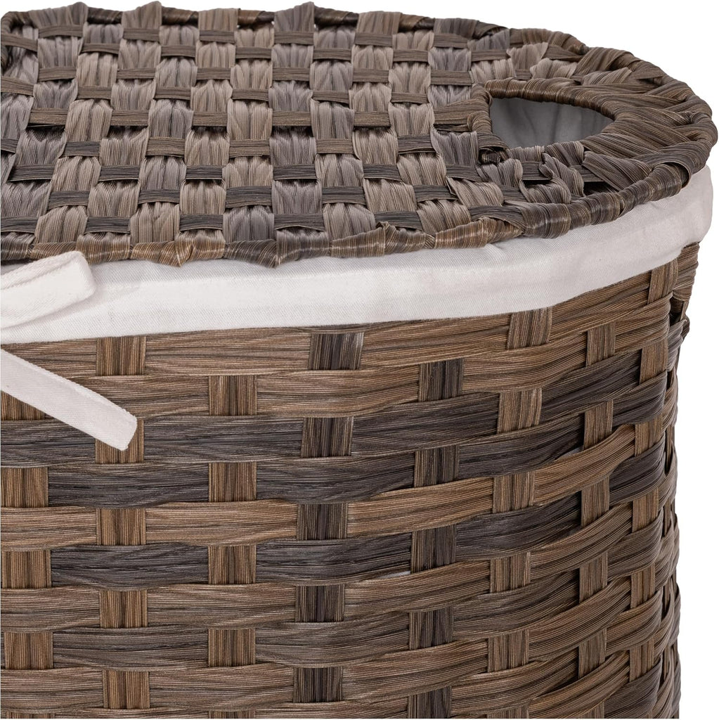 Premium Handwoven Portable Laundry Bin Basket with Carrying Handles, Household Storage for Clothes, Linens, Sheets