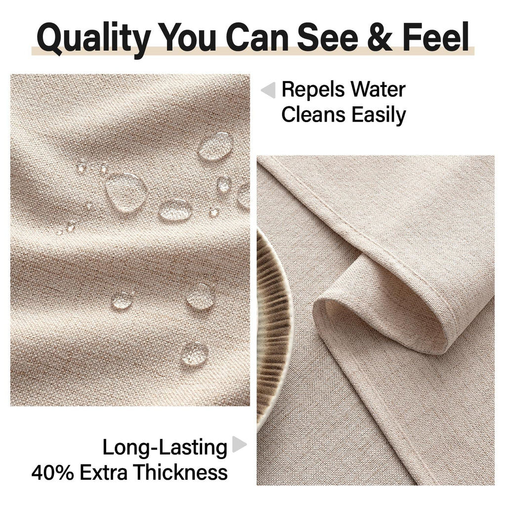 Linen Textured Rectangle Tablecloth 60 x 104 Inch Natural Beige