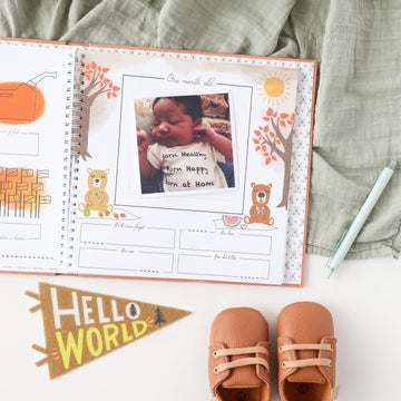 Baby Memory Book - Teddy Bears' Picnic | Luxury Baby First Year Book & Photo Album | Gender Neutral Keepsake Journal