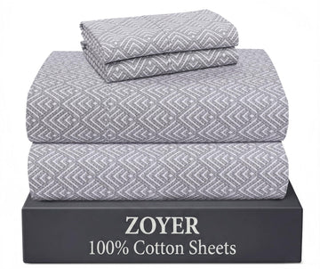 100% Cotton California King Sheets, Percale Weave, Diamond Box