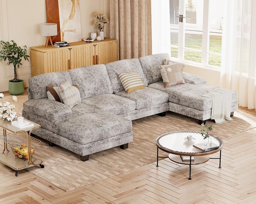 Sectional Couches for Living Room, U Shaped Couch with Chenille Fabric