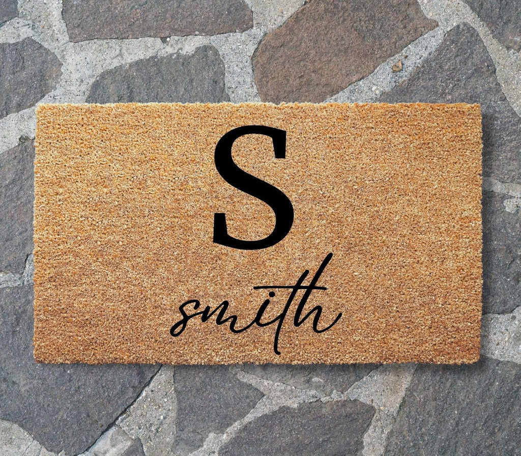 Personalized Door Mat with Monogram - Custom Doormat with Anti-Slip Backing - 3 Size Options - Family Doormat Custom