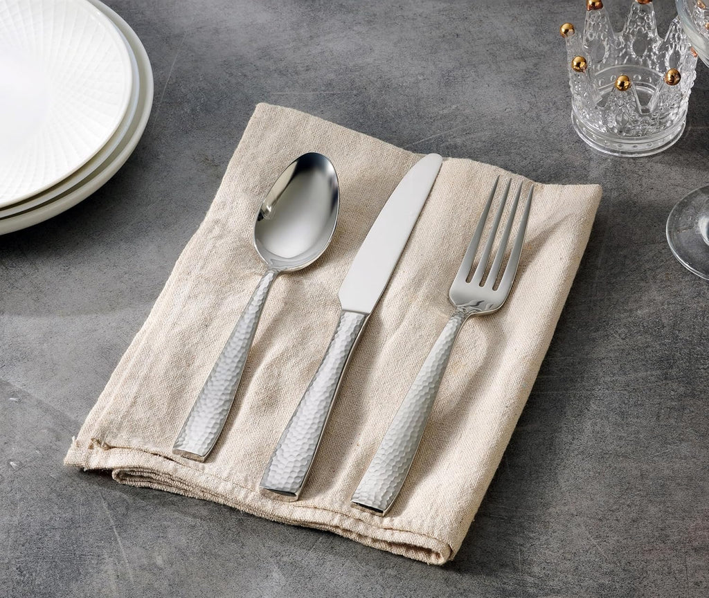 40-Piece Hammered Stainless Steel 18/10 Flatware Silverware Set, Service for 8 (40-Piece Set)