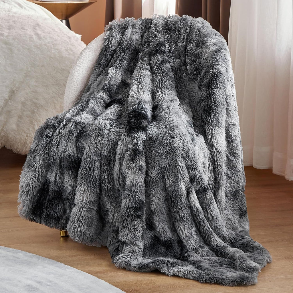 GentleSoft Fluffy Fuzzy Faux Fur Throw Blanket, Soft Fleece Cozy Gifts for Women, Plush Bed Blanket Room Decor for
