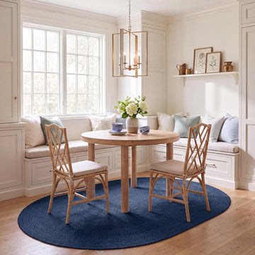 Braided Indoor/Outdoor Washable Oval Rug 4x6, Navy BRD315N
