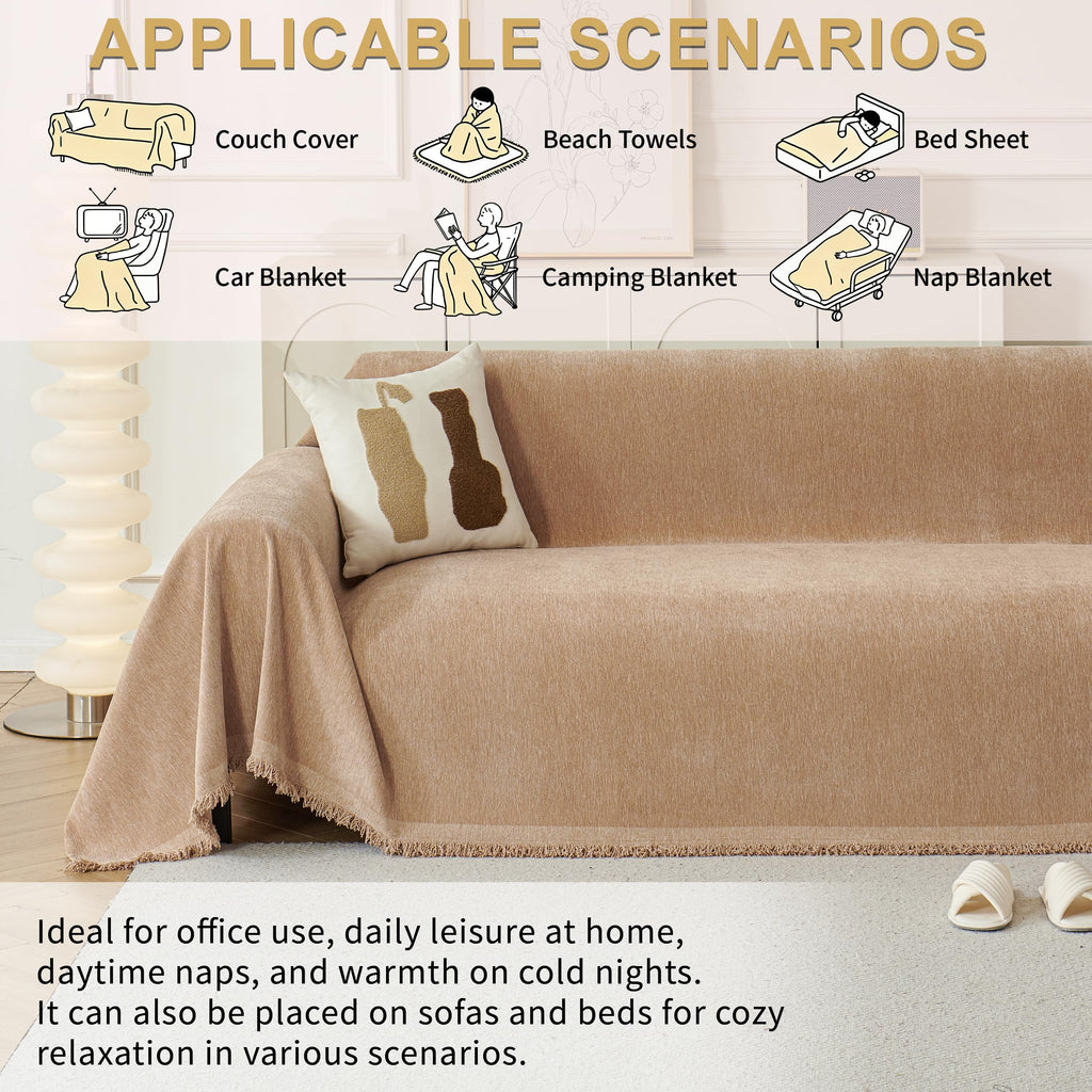 Sectional Couch Covers 2-Piece for L Shape Sofa Khaki Large