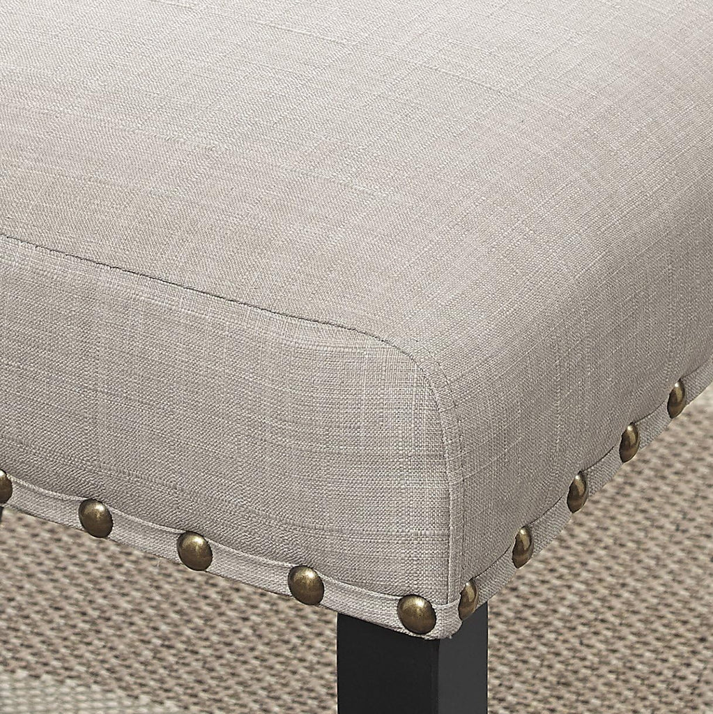 Fabric Dining Chairs with Nailhead Trim, Set of 2, Tan