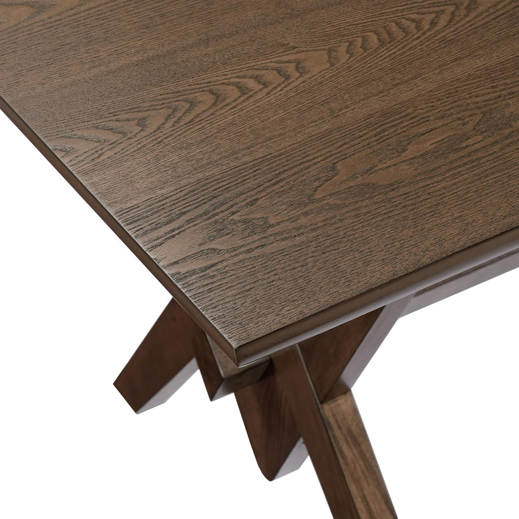Farmhouse Dining Table for 6, 63 Inch Rectangular Wooden Kitchen Table with Double V Base, Rustic Dining Table with