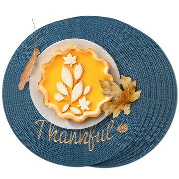 Round Placemats Set of 6 Table Mats for Thanksgiving Tables Washable Non-Slip Place mats 15 Inch for