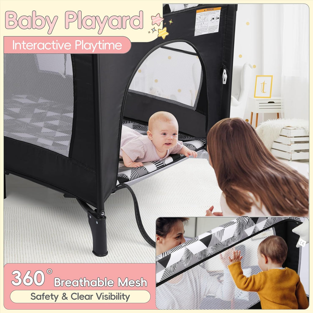 5-in-1 Baby Bassinet Bedside Sleeper, Portable Pack and Play with Changing Table, Baby Crib with Carry Bag, Cosleeper