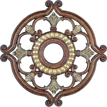 Ceiling Medallion in Palacial Bronze with Gilded Accents, 0.1 x 0.1 x 1.5