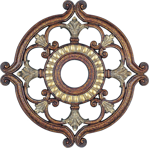 Ceiling Medallion in Palacial Bronze with Gilded Accents, 0.1 x 0.1 x 1.5