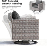 10 Pieces Patio Furniture Set, Outdoor Wicker Sectional Sofa with 42" Fire Pit Table Swivel Chairs