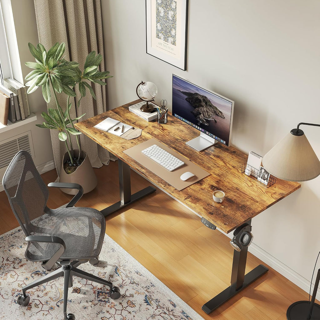 55*24 Inch Height Adjustable Electric Standing Desk, Rustic Brown
