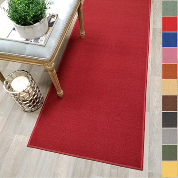 Custom Size RED Solid Plain Rubber Backed Non-Slip Hallway Stair Runner Rug Carpet 31 inch Wide Choose Your Length